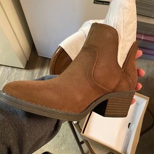 Brown leather booties